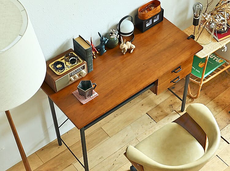 anthem デスク 引き出し付き ウォールナット材 引出し付きデスク