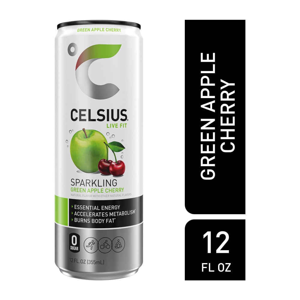 CELSIUSÂ® Sparkling Green Apple Cherry Energy Drink Can, 12 fl oz