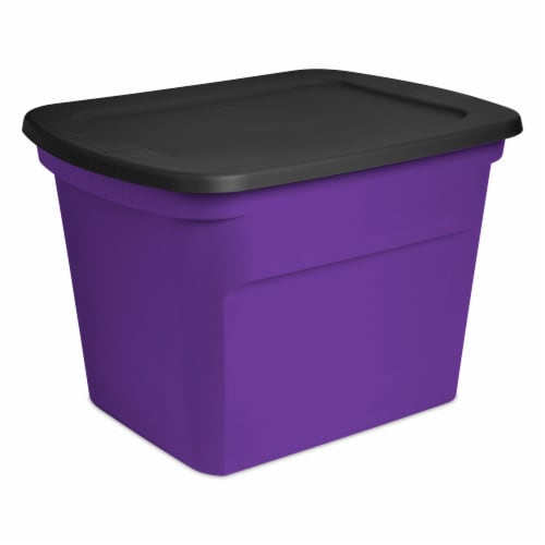 Sterilite® Storage Tote with Lid - Purple and Black, 18 gal