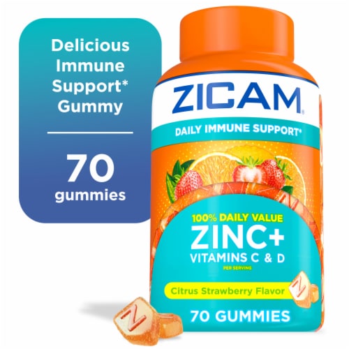 Zicam Daily Immune Support Zinc Plus Vitamins C & D Citrus
