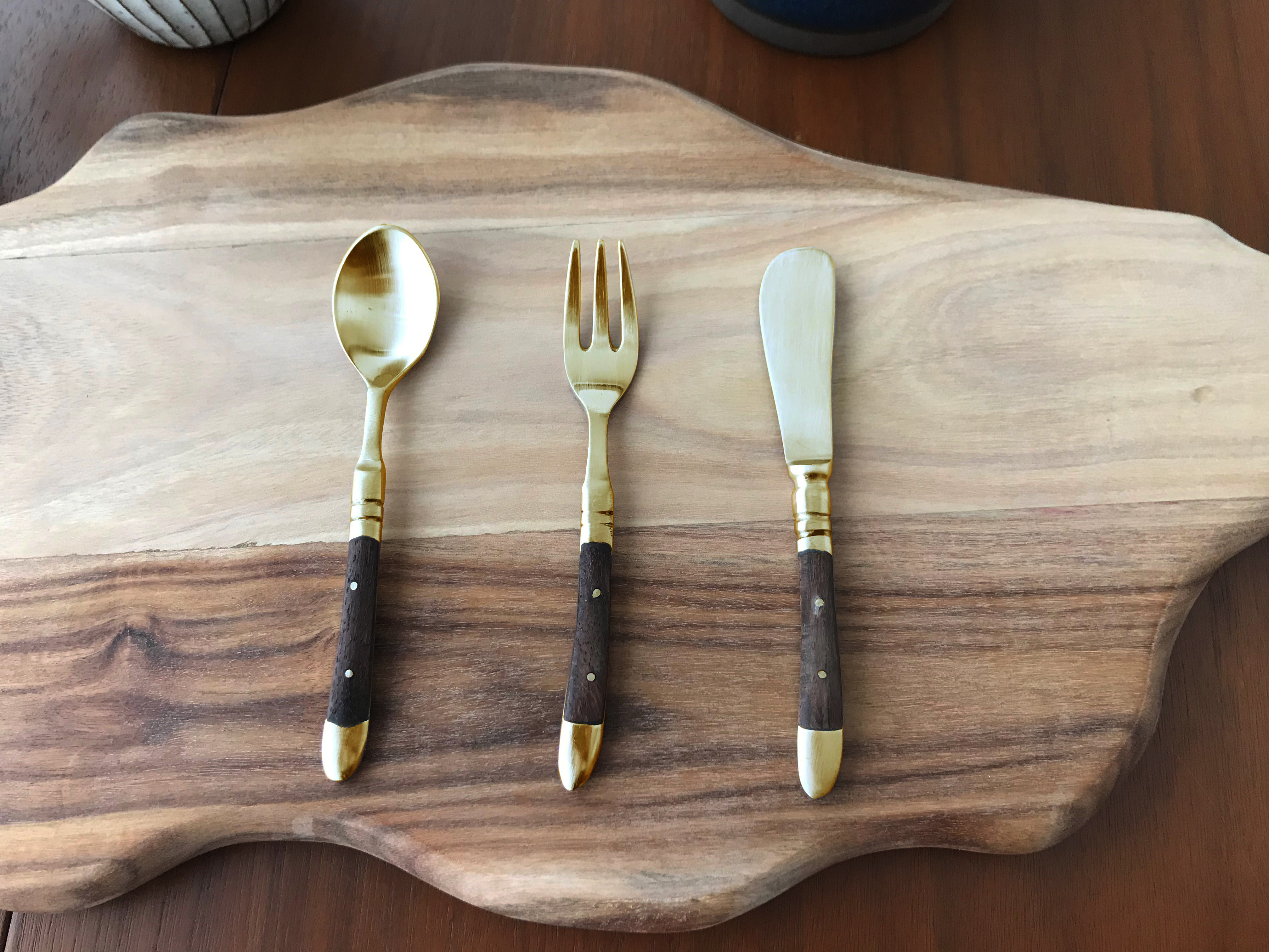 KEY STONE / ブラスカトラリー ウッドハンドル ティスプーン ゴールド