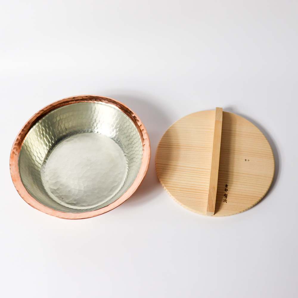 銅にしき鍋（小）20cm（1.4L）木蓋付き 【有次 錦店】