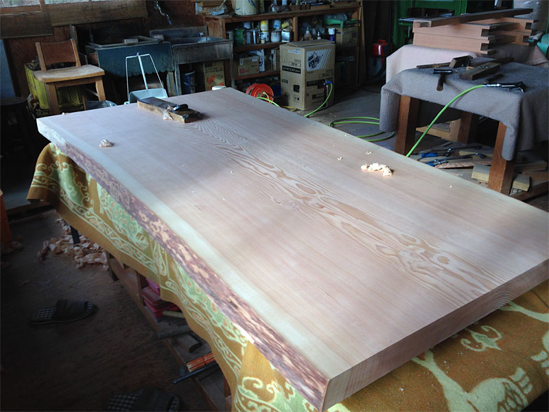 ベイマツ無垢一枚板 ダイニングテーブル：手作り家具/ダイニング