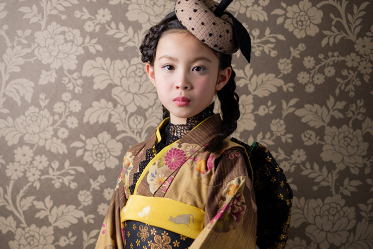 7歳 山吹 | つくば市のレトロ七五三撮影ハイカラ アンティーク着物と