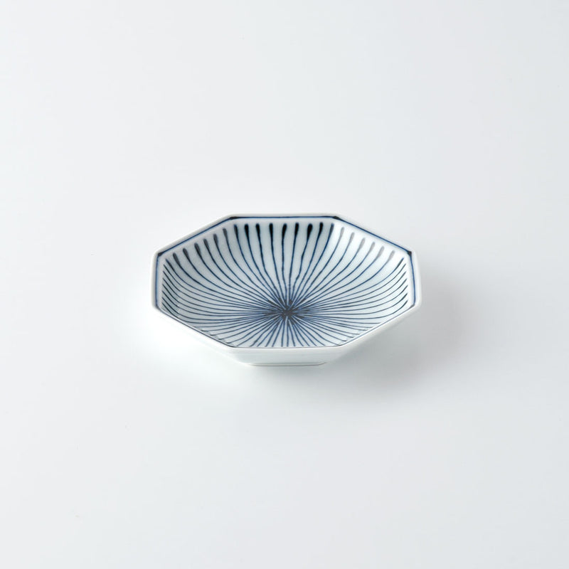 染付地紋 八角取皿 十草 | 白山陶器直営オンラインストア