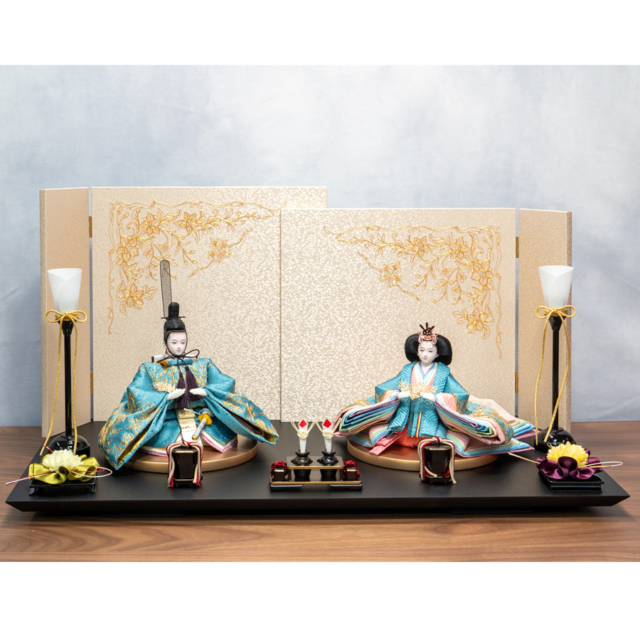 suihuu hina 唐花線刺繍小三五親王飾りセット | 人形専門店「ピノキオ
