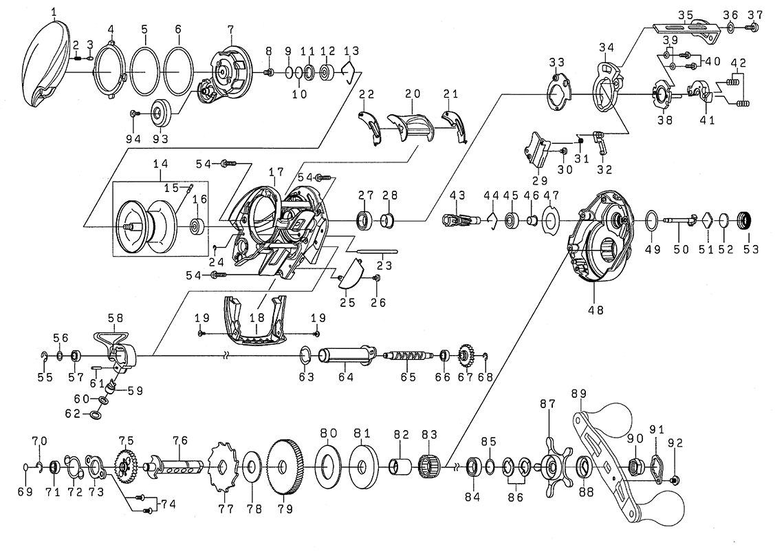 ダイワ純正お取り寄せパーツ：納期1ヶ月】19アドミラ 100XH 製品コード