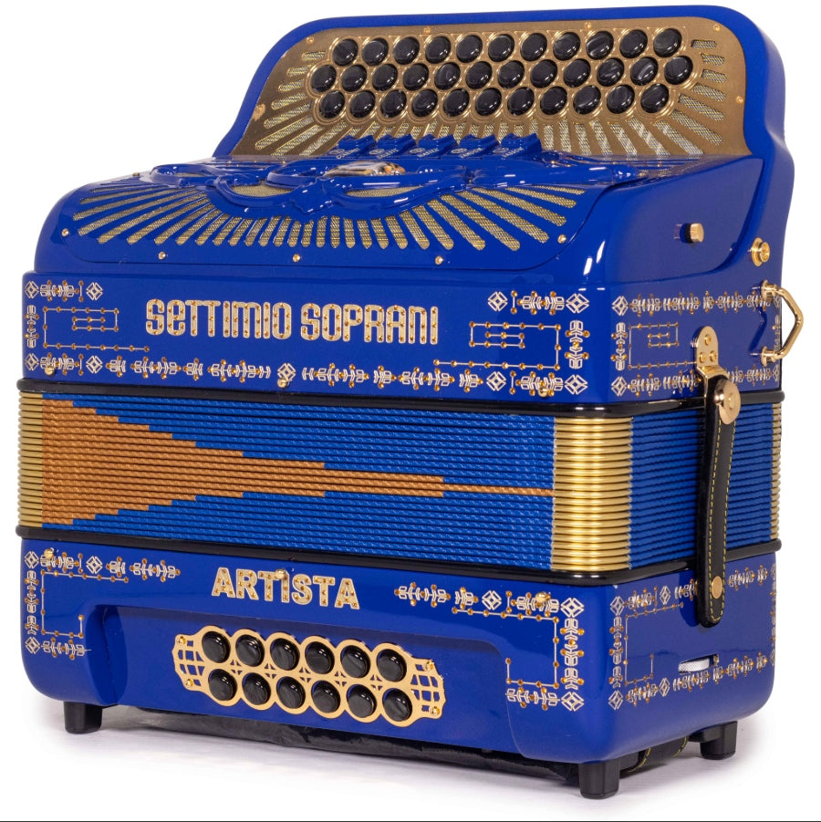 Settimio Soprani Artista II 5 Switch Accordion FBE in Blue with Gold D