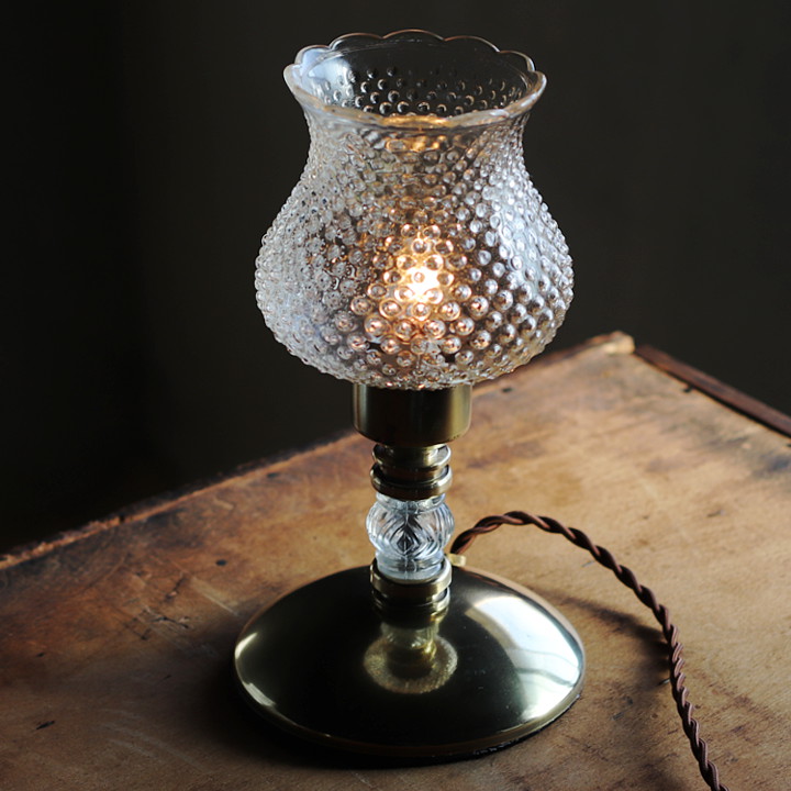 USAヴィンテージホブネイルチムニー付クリアガラステーブルライト
