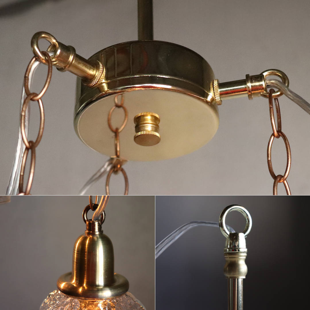 3灯ガラスペンダントライト天井照明A｜ミニガラスシェードスワッグ