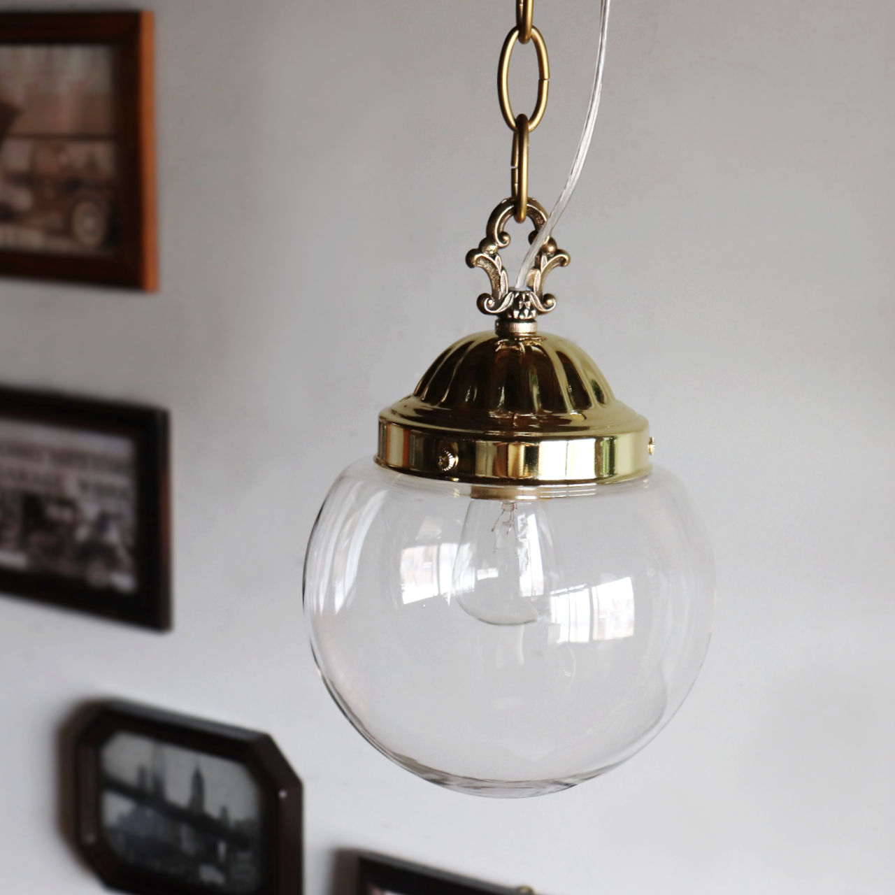 USAヴィンテージクリアガラスボールシェードペンダントライト