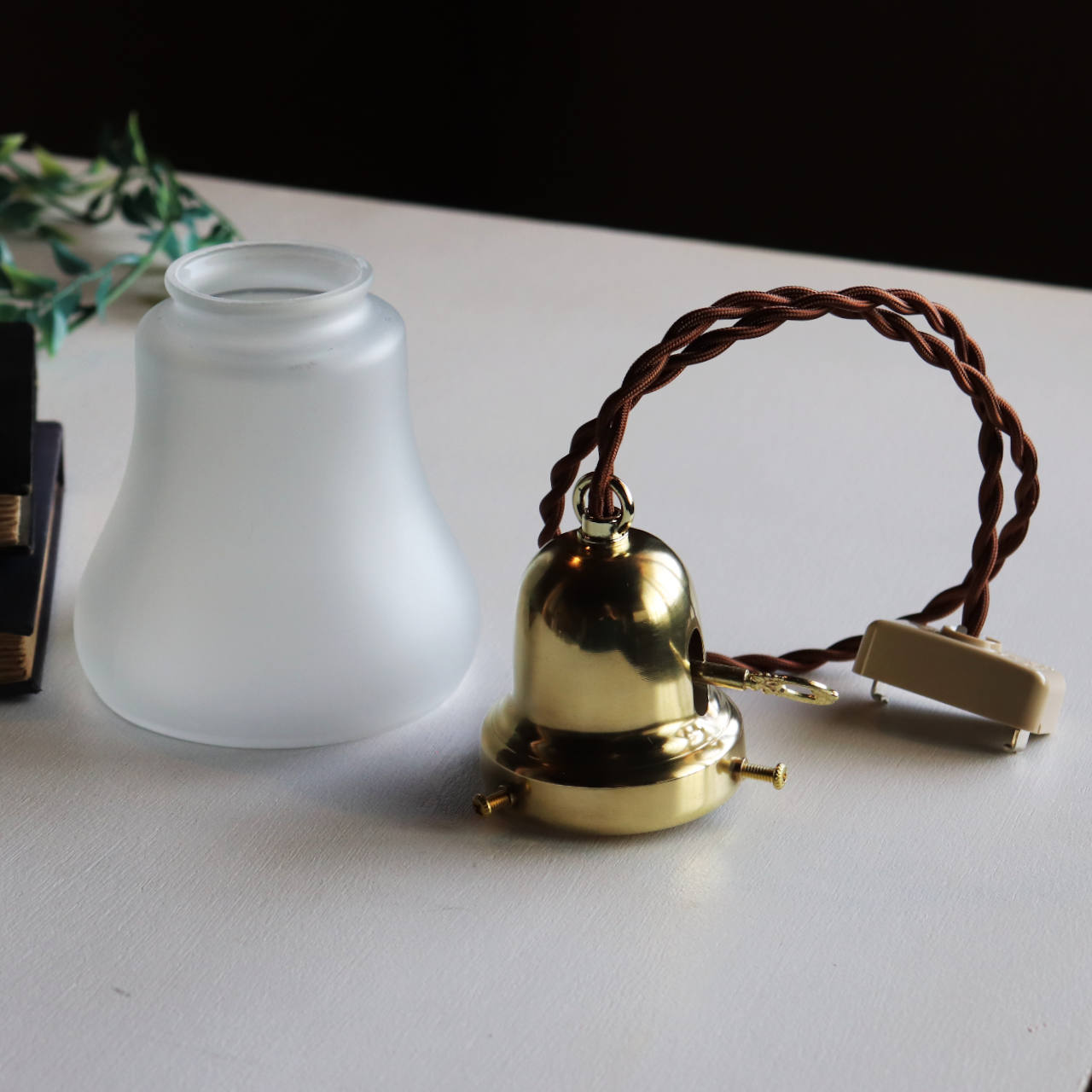 USAヴィンテージフロストガラスシェードペンダントライト吊下照明A