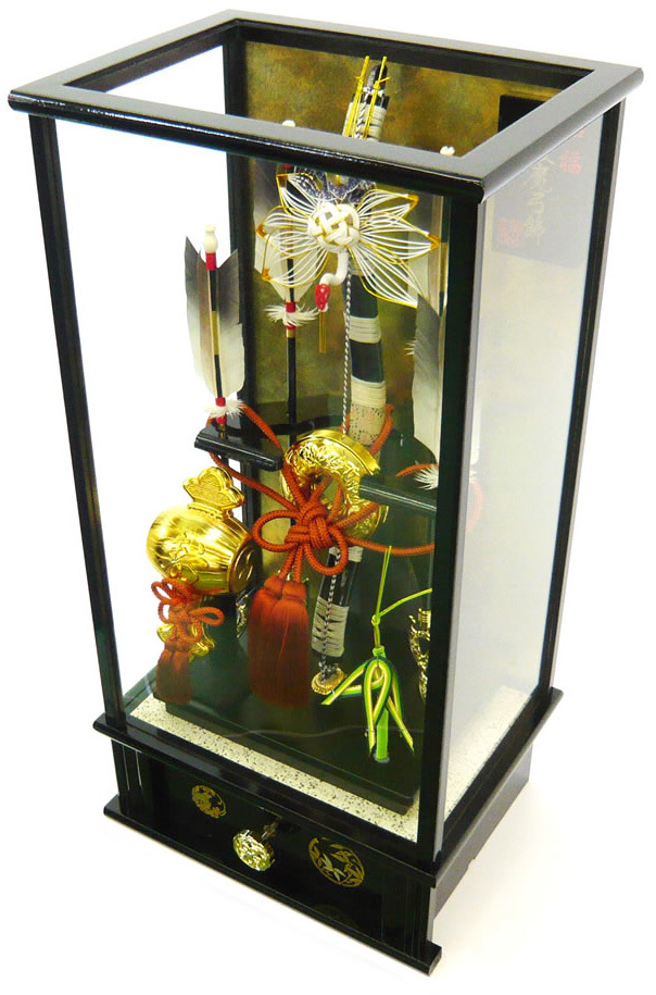 破魔弓ケース入り飾りセット【A1158】四つ矢と鶴飾りの弓に縁起の良い