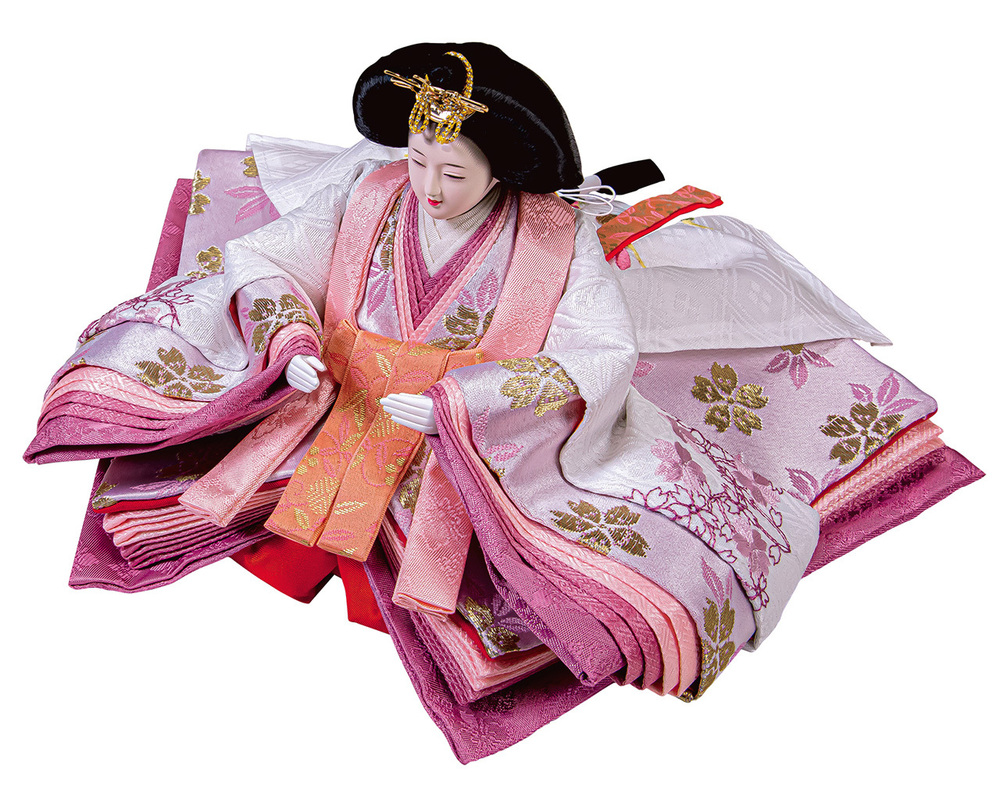 雛人形 コンパクト収納飾りセット【P84205】 金箔と桜の押花が満開