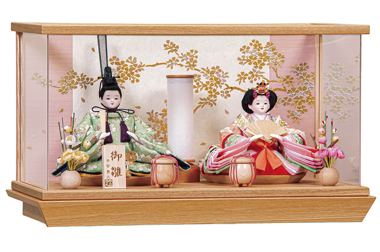 雛人形 三人官女 ベージュ地に花柄 雛人形 三人官女 ベージュ