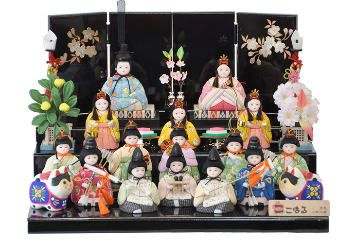 雛人形 親王飾り 高台セット【P87001】 毬刺繍が素敵な高床の台屏風に