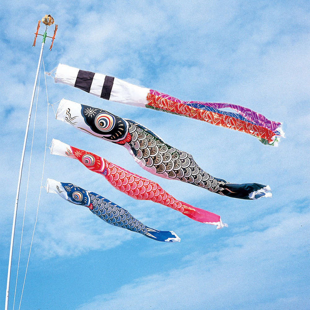 庭園用鯉のぼりポール付フルセット 3m 4m スパークル鯉 【734304】<br