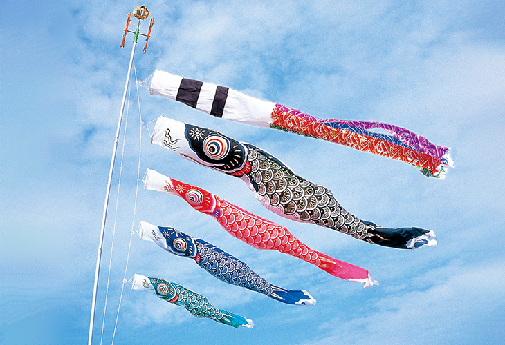 選べる☆庭園用鯉のぼり飾り ポール付フルセット【734302】 タフタ金