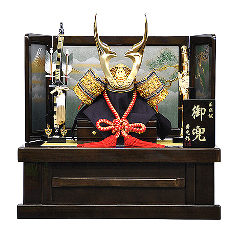 五月人形 コンパクト収納式兜飾りセット【P95106】立体型金鍬形 | 職人