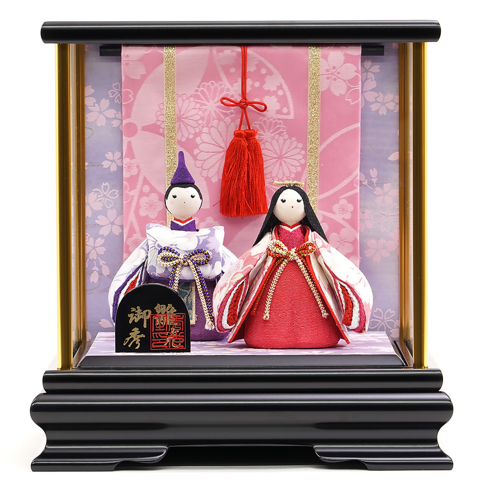 雛人形 ケース飾り 【P83303】 ちりめん生地で可愛く造ったコンパクト