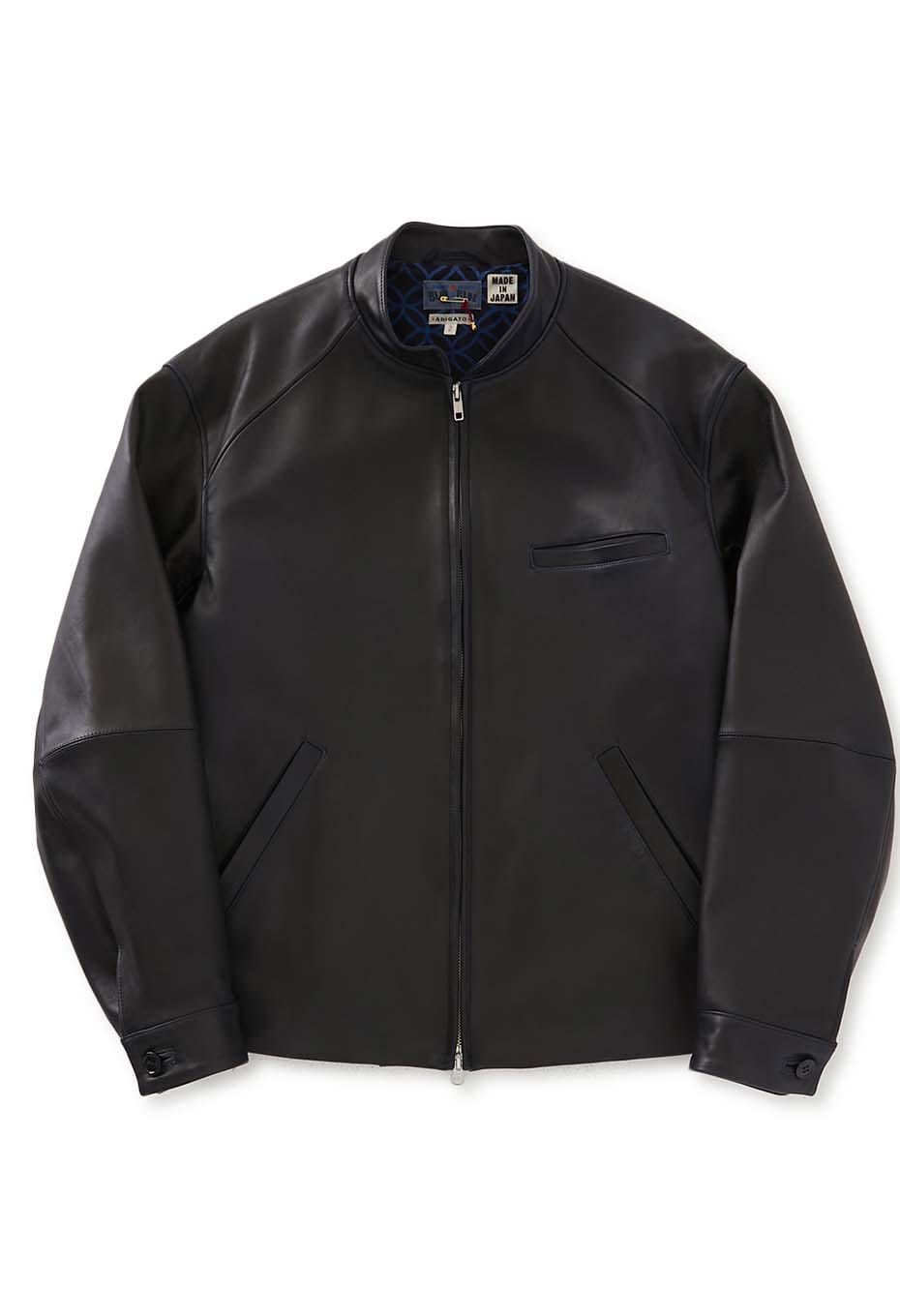 インディゴシープレザー シングルライダースジャケット | BLUE BLUE