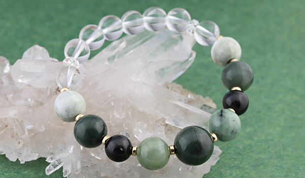 デザインブレス（出雲めのう・糸魚川翡翠・サヌカイト・糸魚川翡翠［淡