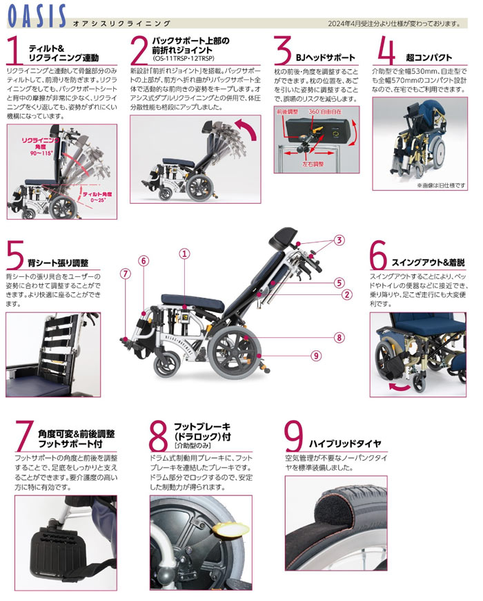 松永製作所】オアシスシリーズ OS-12TR HB コンパクトタイプ ｜車いす
