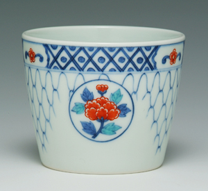 網目文蕎麦猪口｜色鍋島今右衛門窯｜今右衛門