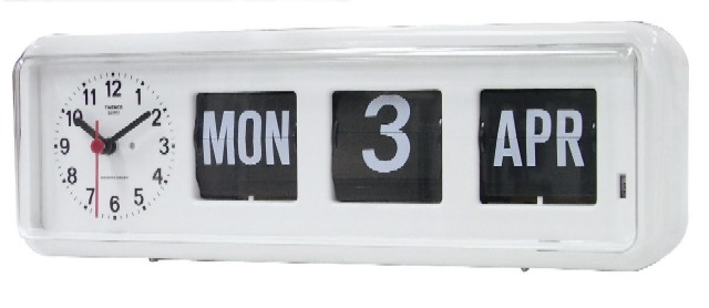 TWEMCO BQ-38ホワイト カレンダークロック/置き掛け兼用時計