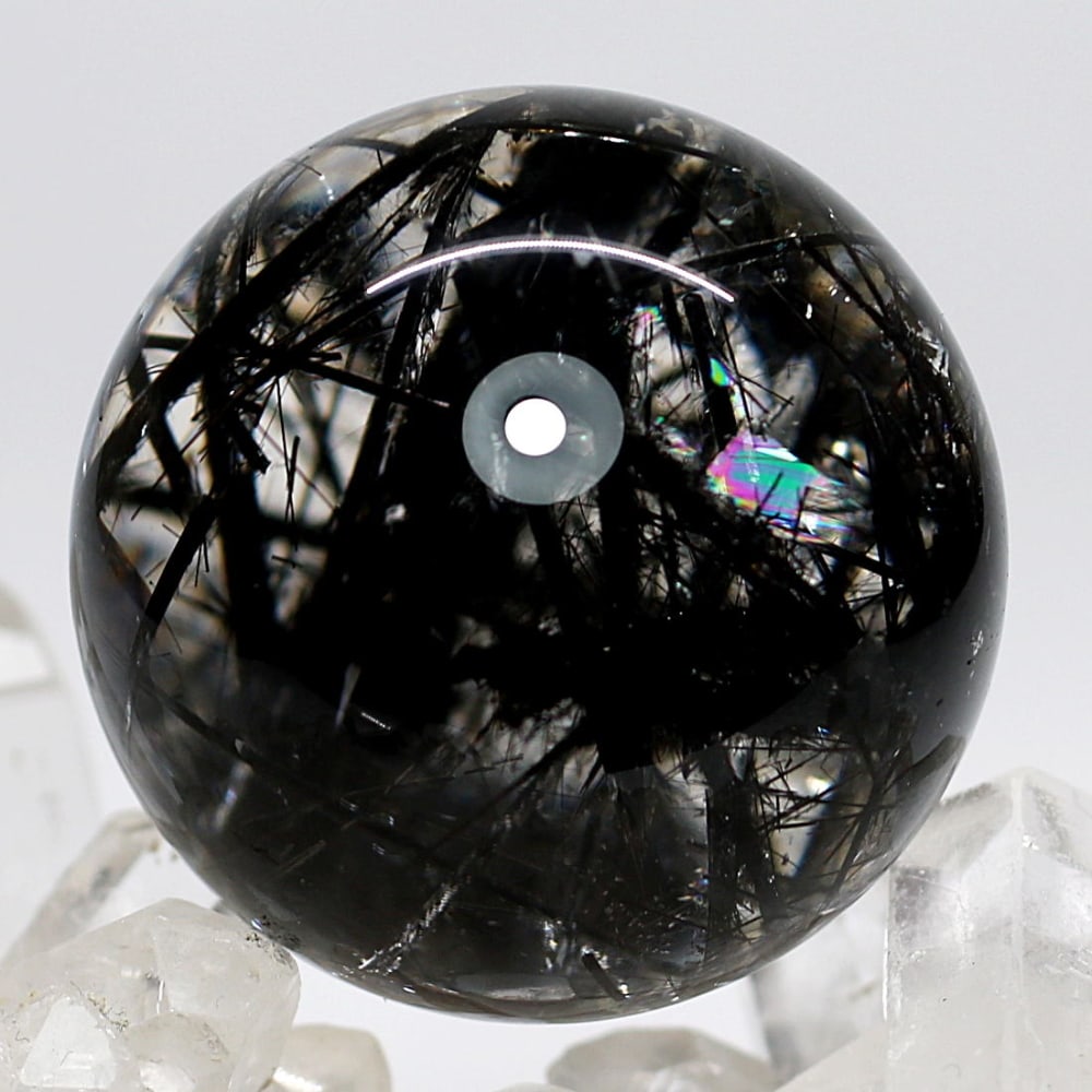 トップクォリティ]ブラックトルマリンインクォーツ丸玉/スフィア☆現品