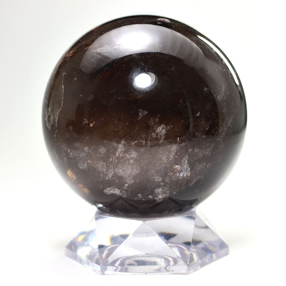 天然スモーキークォーツ丸玉/レインボー水晶スフィア（直径89.8mm