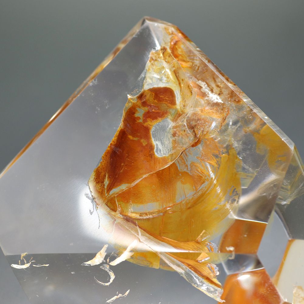 高品質]ブラジル産ライモナイトインクォーツフリーカット（全長約89mm