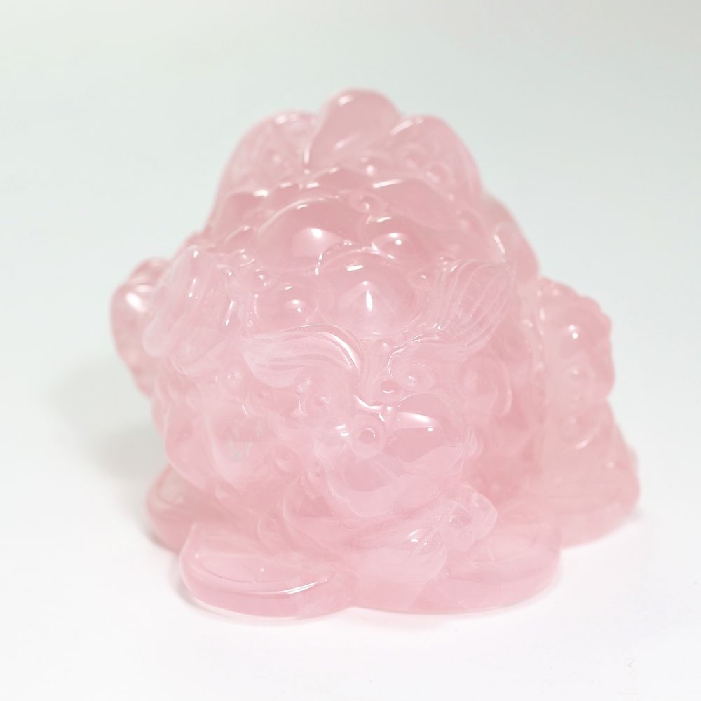 高品質]ローズクォーツ彫刻/銭蛙（全長約83mm） - 埼玉県吉川市の