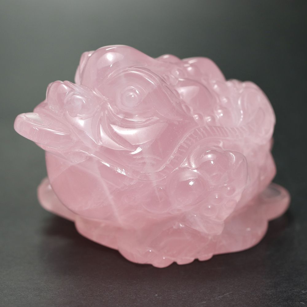 高品質]ローズクォーツ彫刻/銭蛙（全長約83mm） - 埼玉県吉川市の