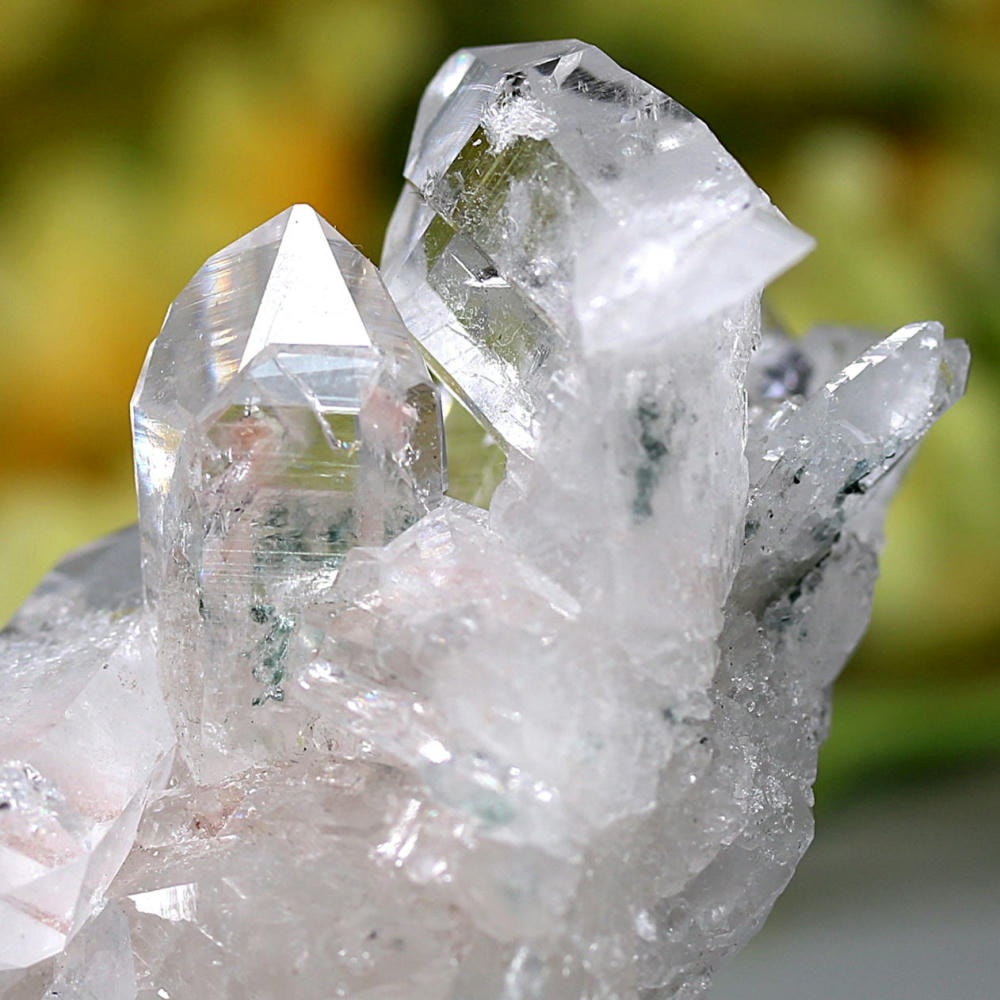 高品質]コロンビア産水晶クラスター/クローライト＆ダブルポイント