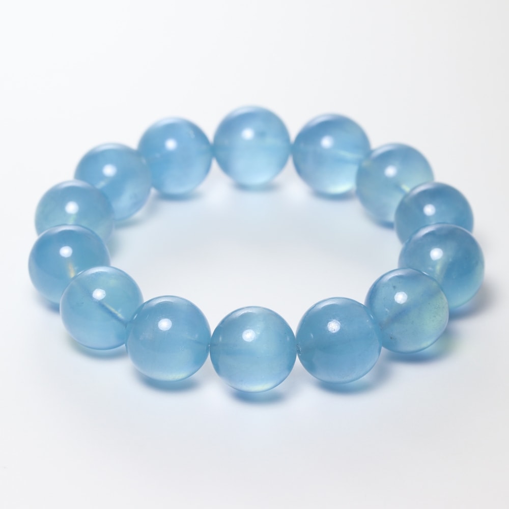 高品質++]キャッツアイアクアマリンブレスレット（約17.5mm大玉