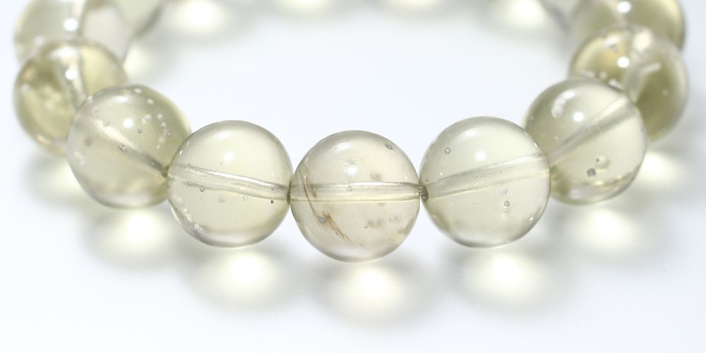 価格改定】[高品質++]天然リビアングラスブレスレット（約14mm大玉・全