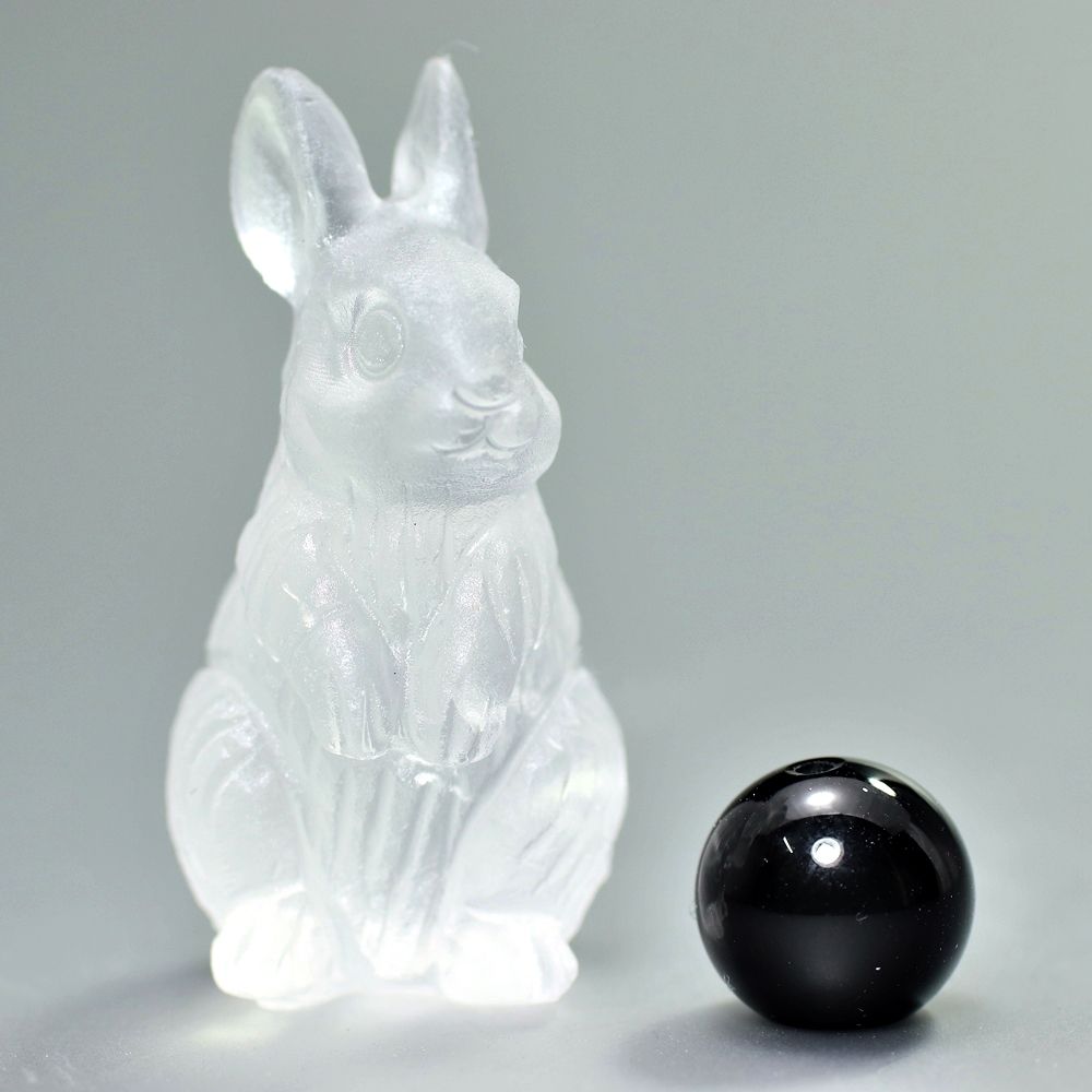ブラジル産]フロスト水晶彫刻うさぎ（高さ約3.4cm/置物） - 埼玉県吉川