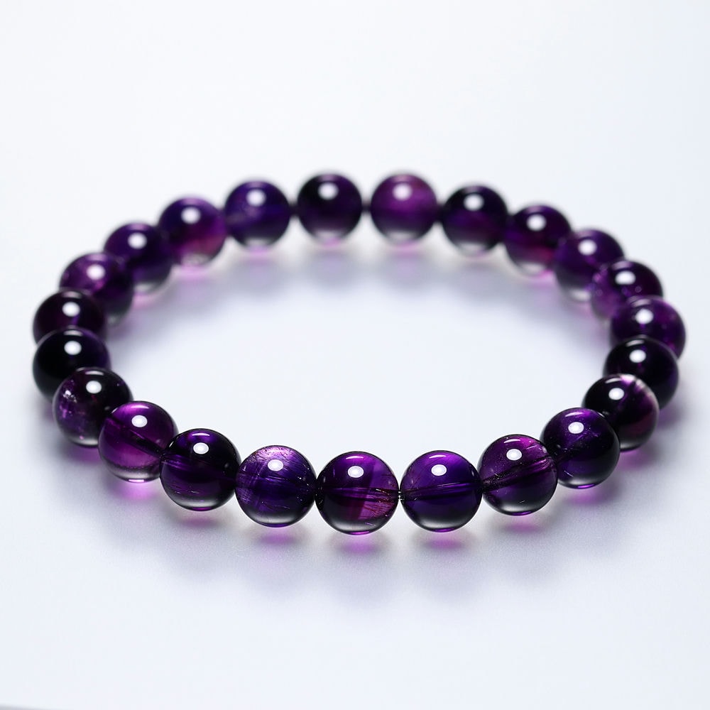 高品質]マダガスカル産アメジストエレスチャルブレスレット（約8mm玉