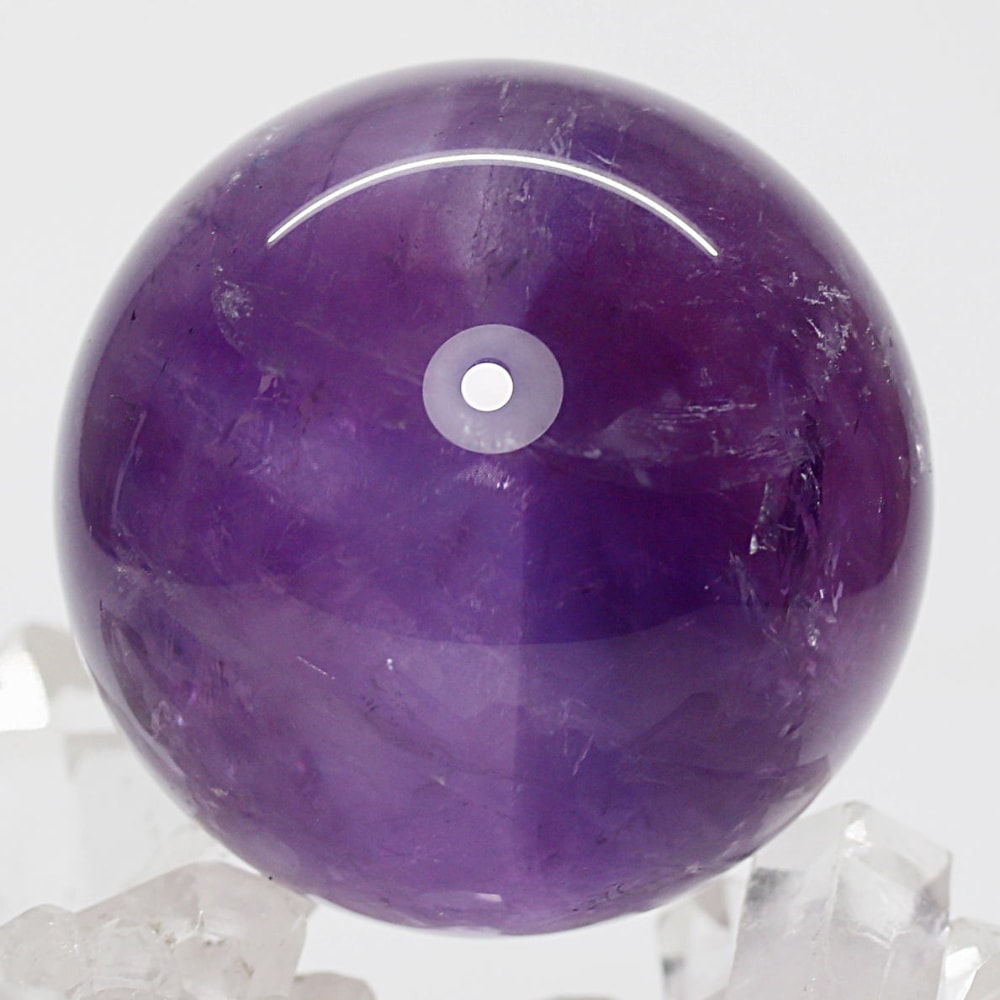 高品質]ブラジル産アメジスト丸玉/ファントムスフィア（球体直径46.8mm
