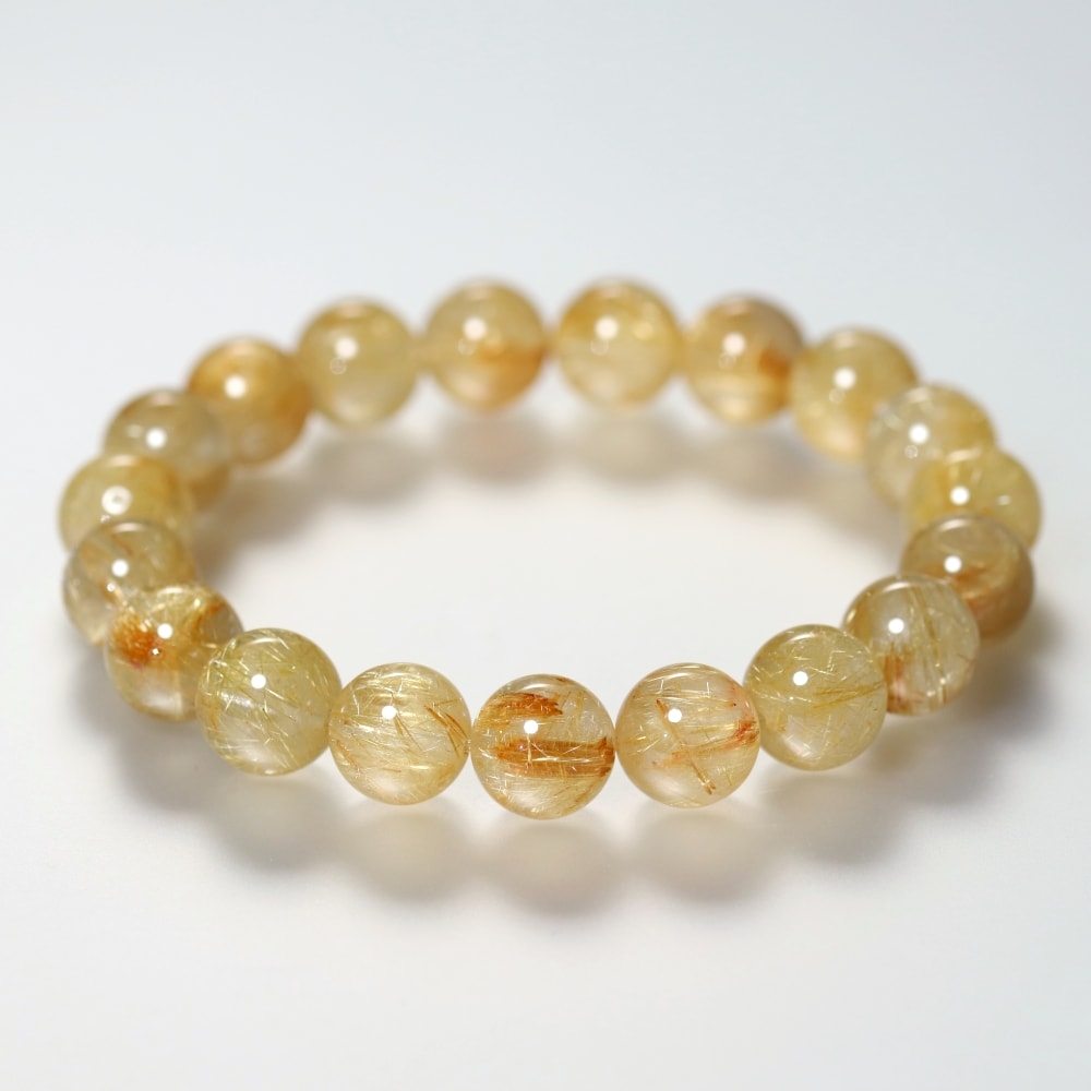 3A]ゴールドルチルクォーツブレスレット（約10mm玉） - 埼玉県吉川市の