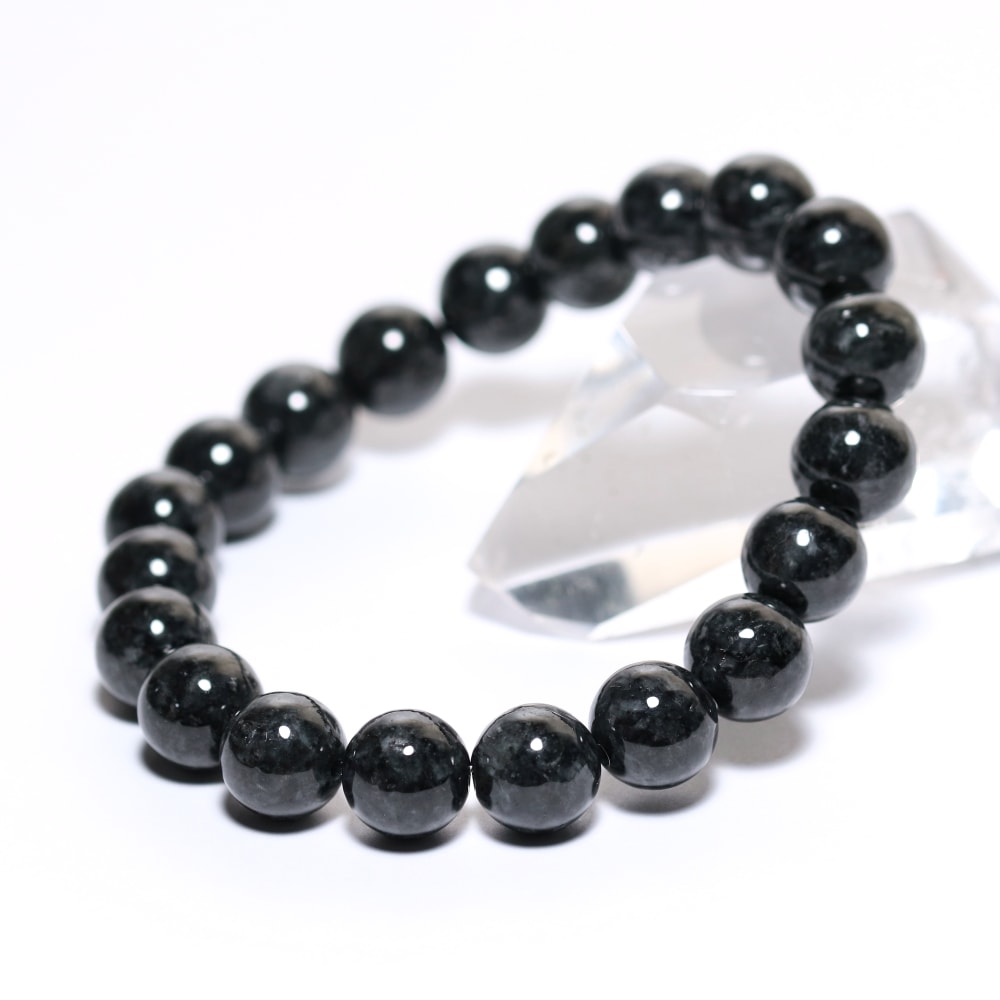 高品質]ミャンマー産天然黒翡翠ブレスレット（約10mm玉） - 埼玉県吉川