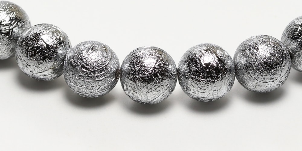 ナミビア共和国産]ギベオン隕石ブレスレット（約8mm玉/シルバーカラー