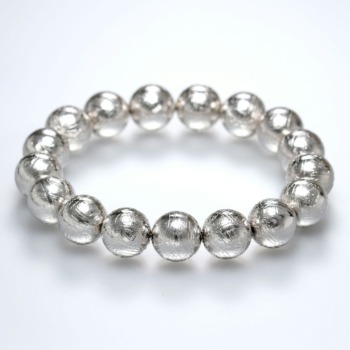 ナミビア共和国産]ギベオン隕石ブレスレット（約12mm玉/シルバーカラー