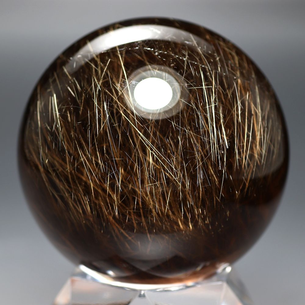 高品質]ブラジル産ゴールドルチルクォーツ丸玉/スフィア（直径62.0mm