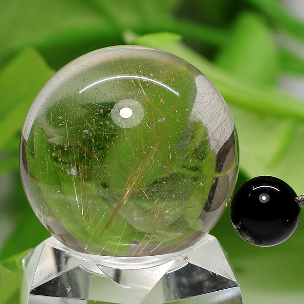 高品質]インド/マニハール産ヒマラヤ水晶丸玉/ルチルクォーツスフィア