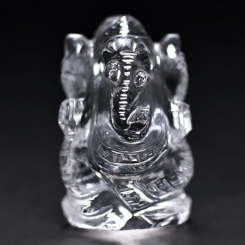 高品質++]インド/マニハール産ヒマラヤ水晶ガネーシャ像（高さ約2.9cm