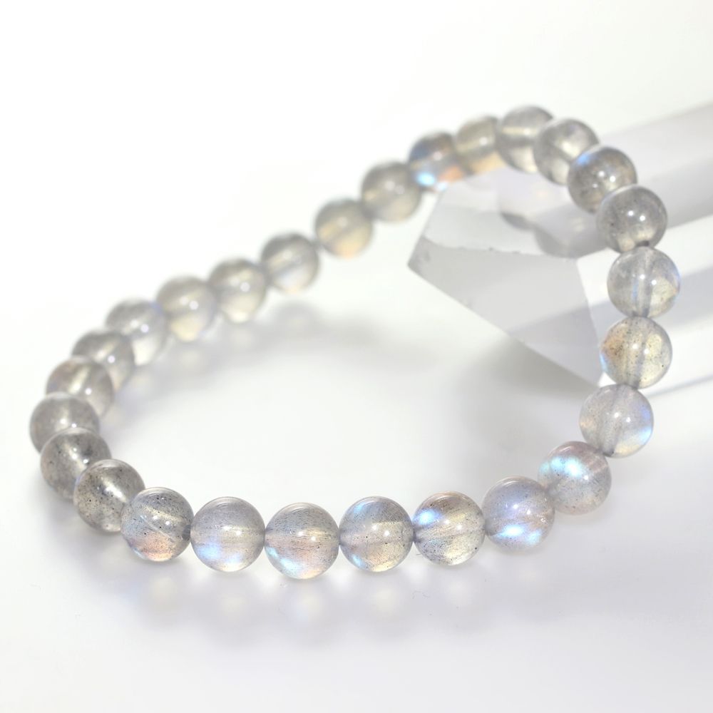 高品質++]ラブラドライトブレスレット（約7mm玉・ブルー系シラー