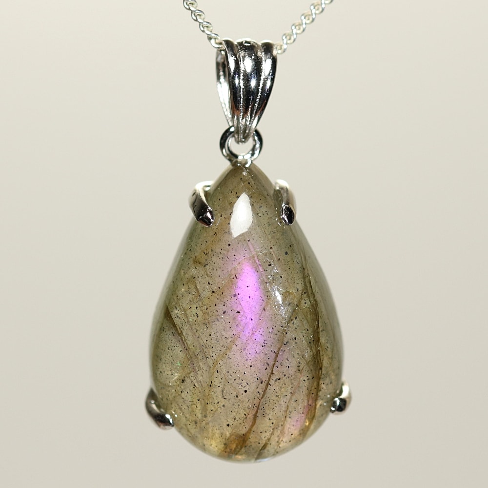 高品質]ピンクパープルラブラドライトペンダントトップ（シルバー925