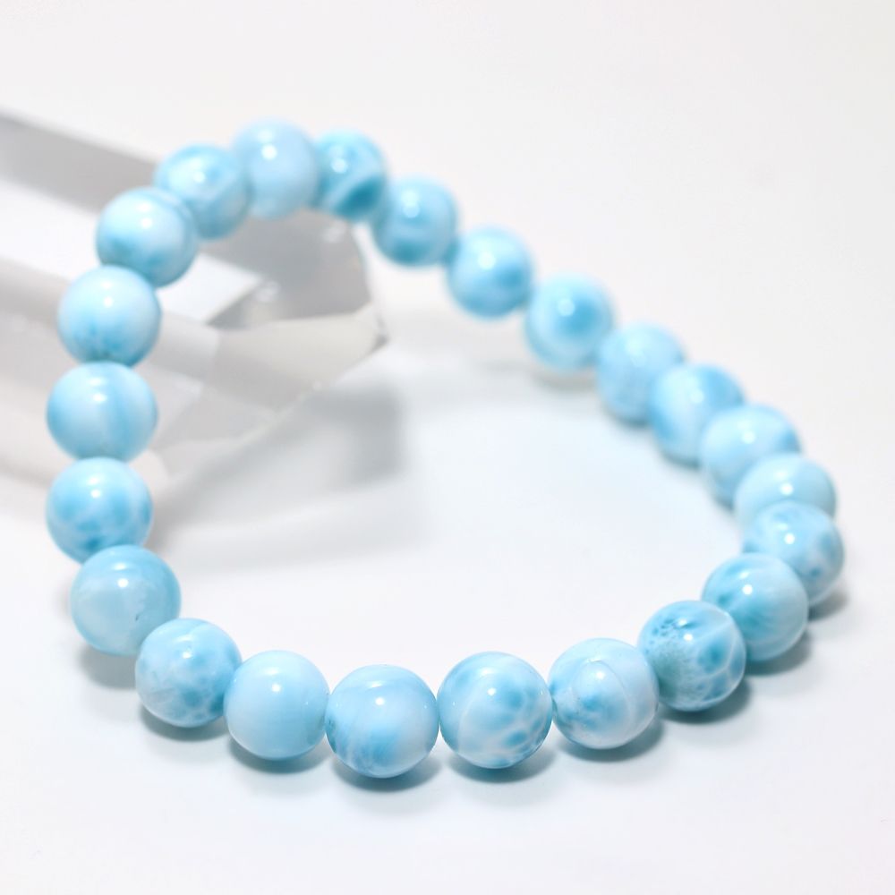 高品質+]ラリマーブレスレット（約8.5mm玉）☆現品動画あり - 埼玉県